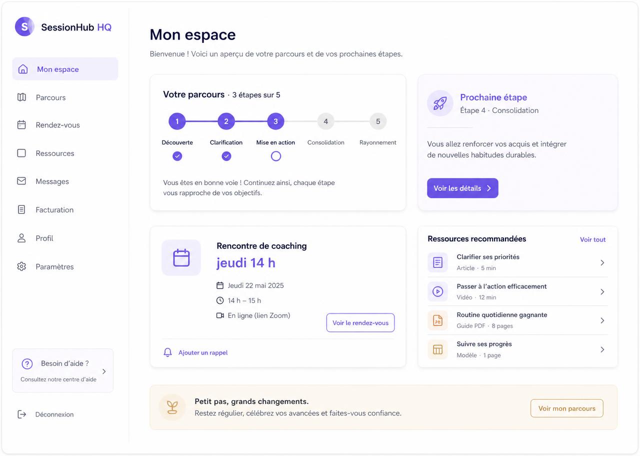 Espace client Mon espace avec progression