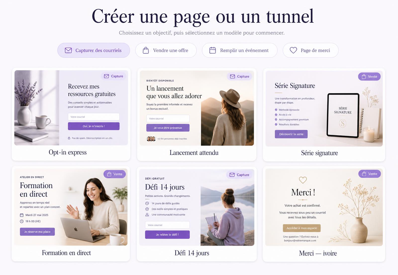Bibliothèque de modèles de pages SessionHub HQ