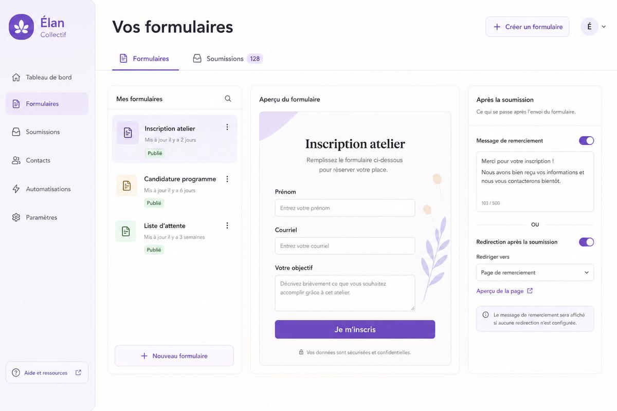 Formulaires réutilisables et soumissions